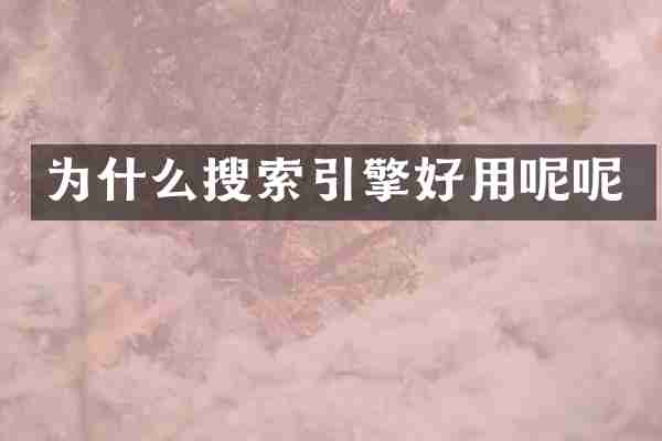 为什么搜索引擎好用呢呢