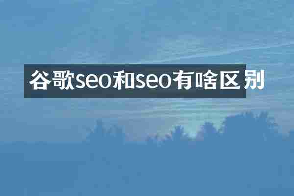 谷歌seo和seo有啥区别