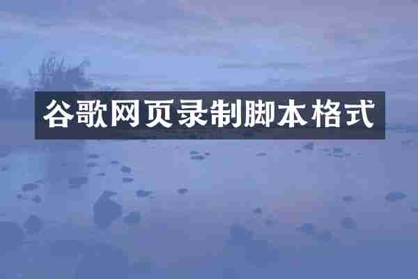 谷歌网页录制脚本格式