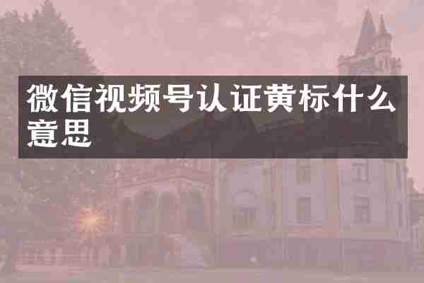 微信视频号认证黄标什么意思