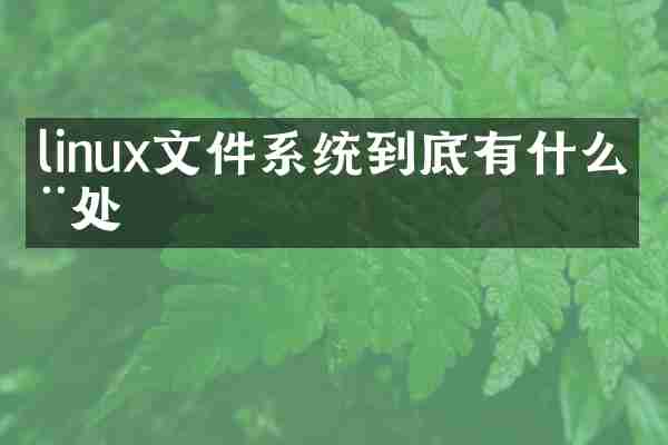 linux文件系统到底有什么用处
