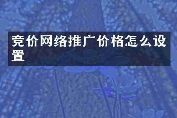 竞价网络推广价格怎么设置