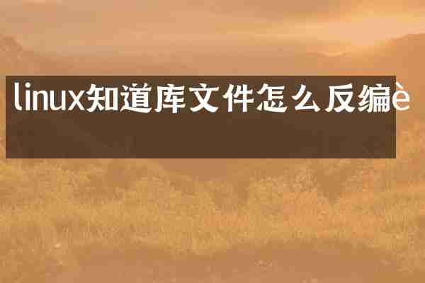 linux知道库文件怎么反编译