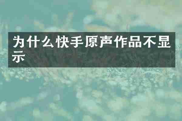 为什么快手原声作品不显示
