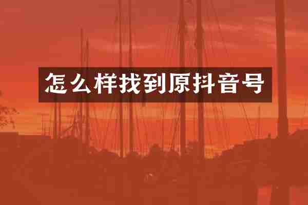 怎么样找到原抖音号