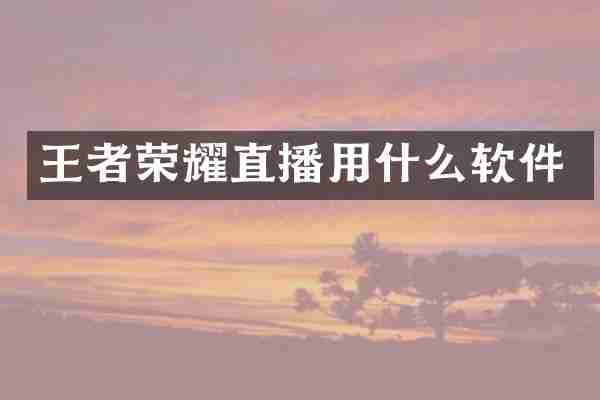王者荣耀直播用什么软件