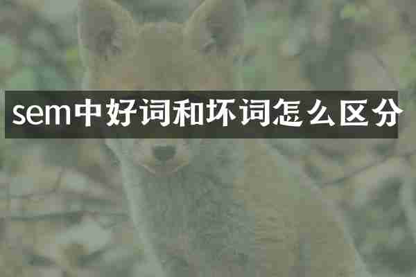 sem中好词和坏词怎么区分
