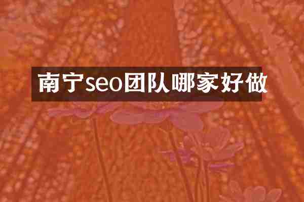 南宁seo团队哪家好做