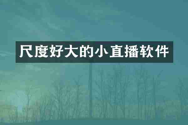 尺度好大的小直播软件