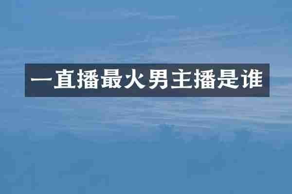 一直播最火男主播是谁