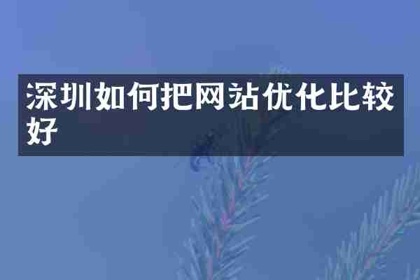深圳如何把网站优化比较好