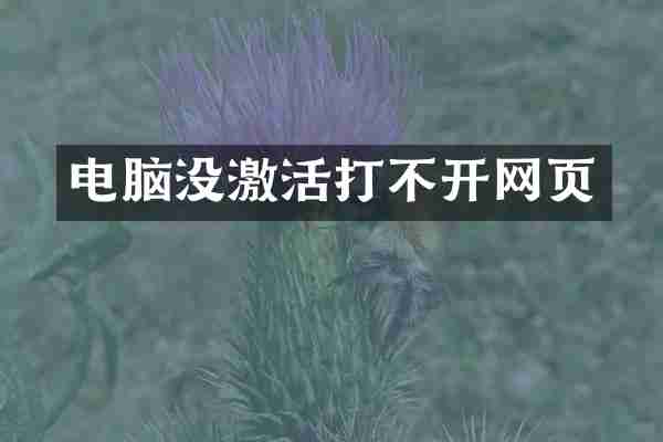 电脑没激活打不开网页