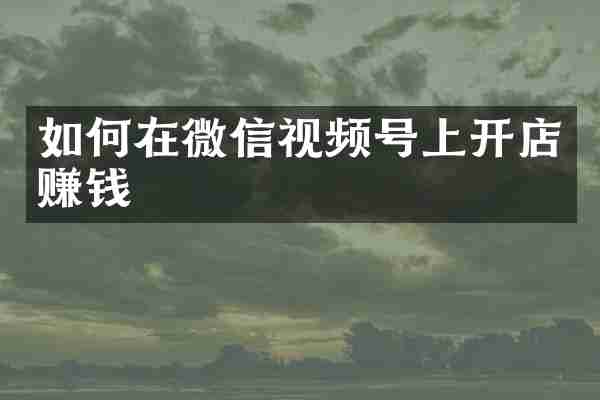 如何在微信视频号上开店赚钱