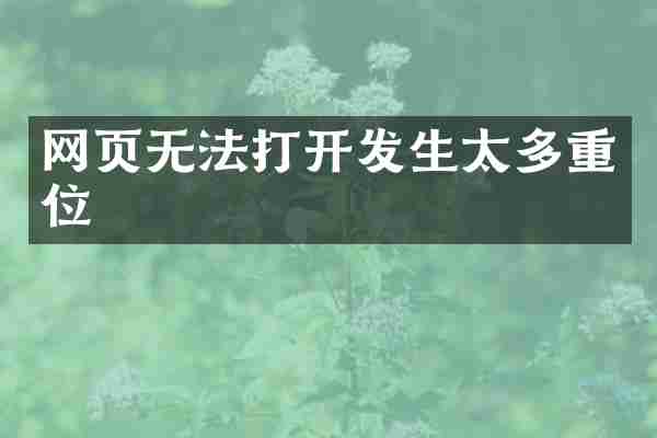 网页无法打开发生太多重位