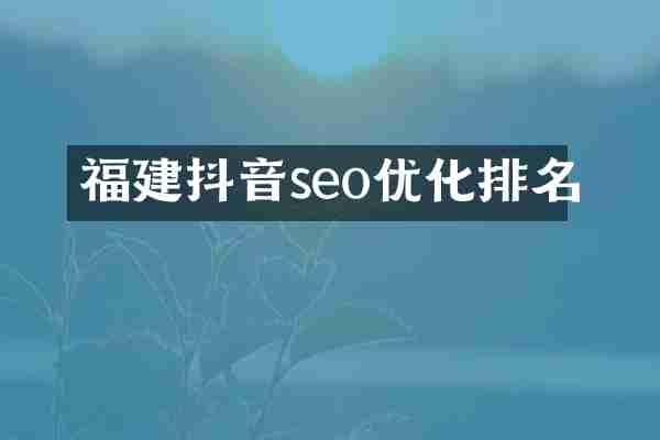 福建抖音seo优化排名