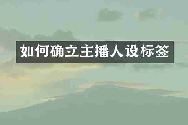 如何确立主播人设标签