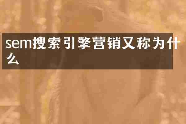 sem搜索引擎营销又称为什么
