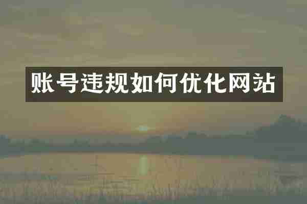账号违规如何优化网站