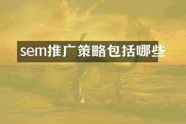 sem推广策略包括哪些