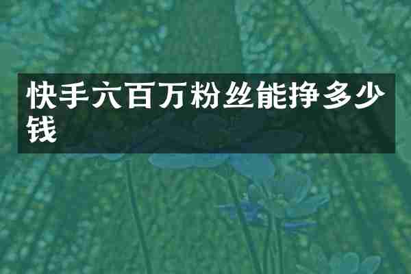 快手六百万粉丝能挣多少钱
