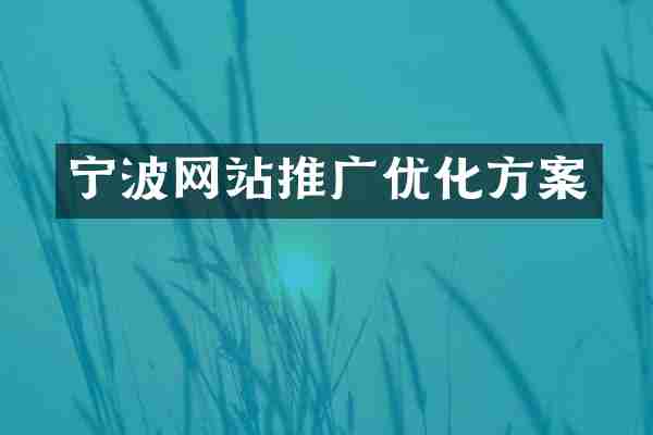 宁波网站推广优化方案