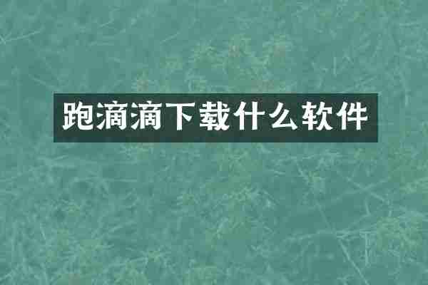 跑滴滴下载什么软件