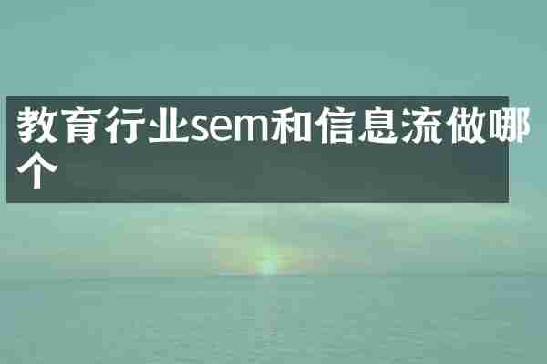 教育行业sem和信息流做哪个
