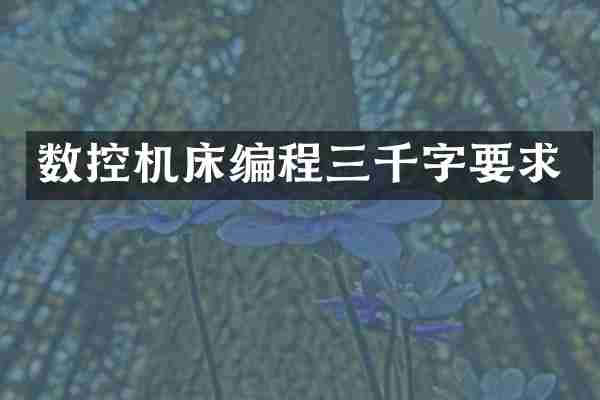 数控机床编程三千字要求