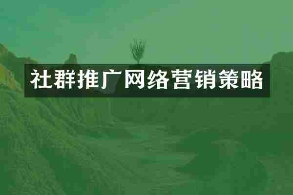社群推广网络营销策略