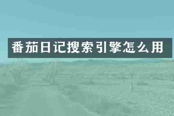番茄日记搜索引擎怎么用