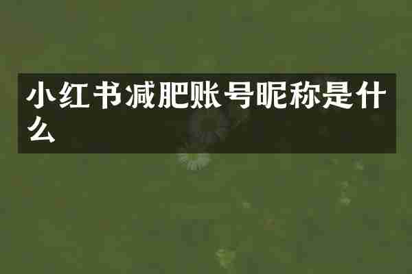 小红书减肥账号昵称是什么