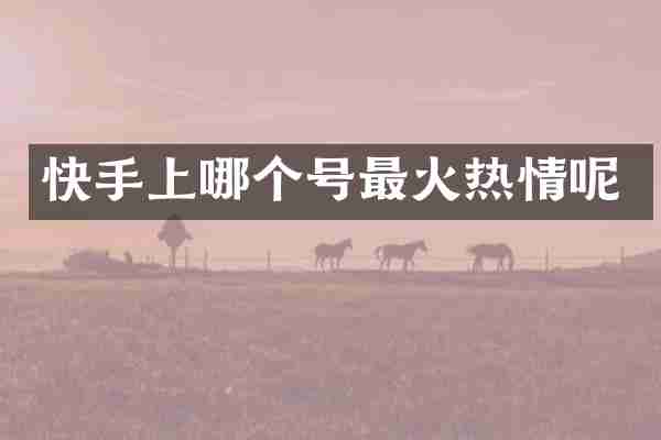 快手上哪个号最火热情呢