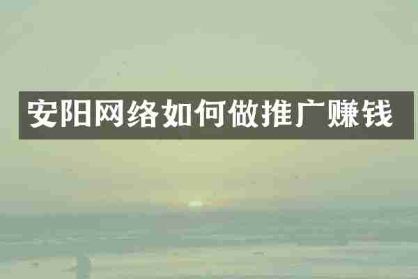 安阳网络如何做推广赚钱