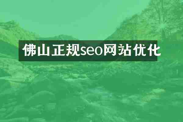 佛山正规seo网站优化
