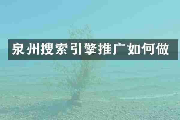 泉州搜索引擎推广如何做
