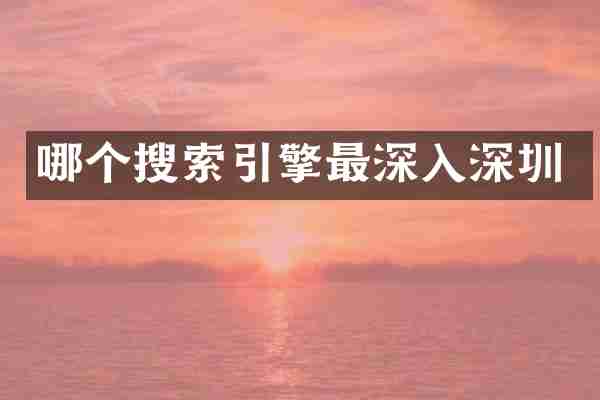 哪个搜索引擎最深入深圳
