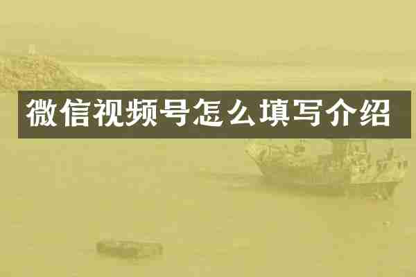 微信视频号怎么填写介绍