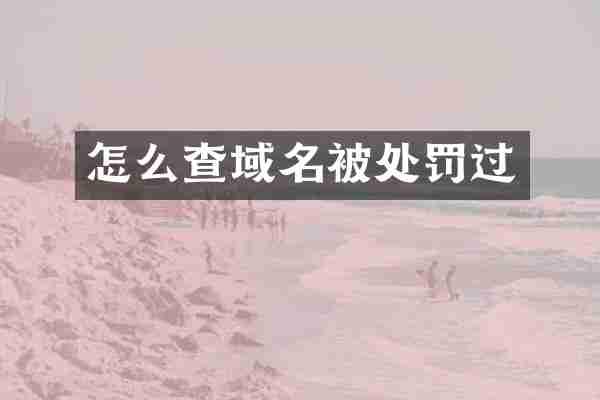 怎么查域名被处罚过