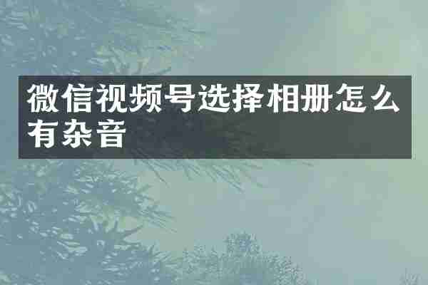 微信视频号选择相册怎么有杂音