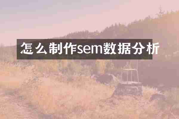 怎么制作sem数据分析