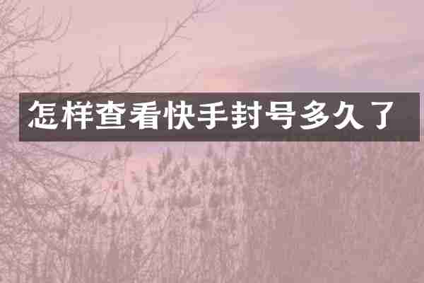 怎样查看快手封号多久了