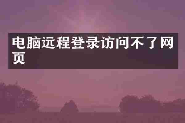 电脑远程登录访问不了网页
