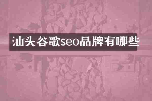 汕头谷歌seo品牌有哪些