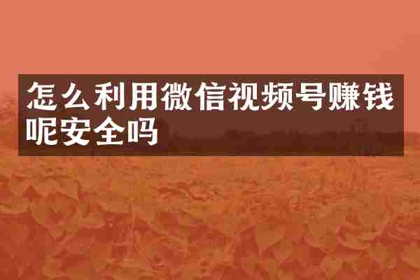 怎么利用微信视频号赚钱呢安全吗