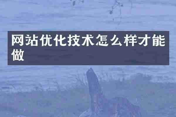 网站优化技术怎么样才能做
