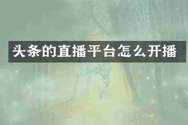 头条的直播平台怎么开播