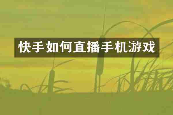 快手如何直播手机游戏