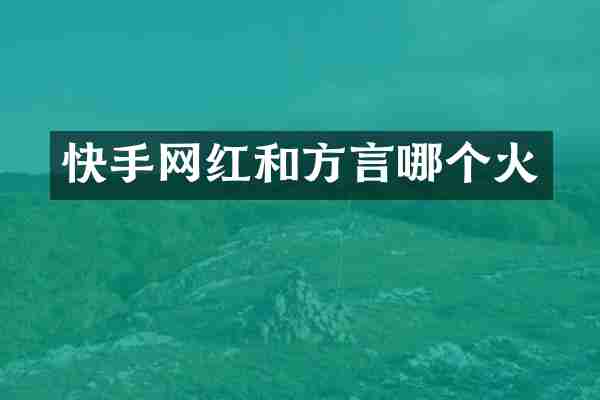 快手网红和方言哪个火