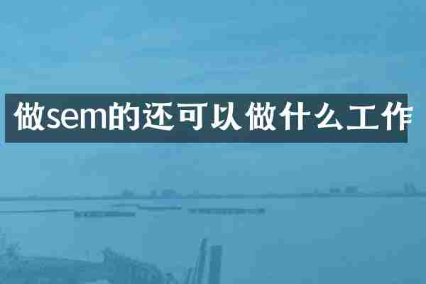 做sem的还可以做什么工作