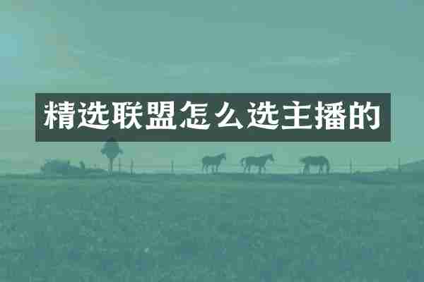 精选联盟怎么选主播的
